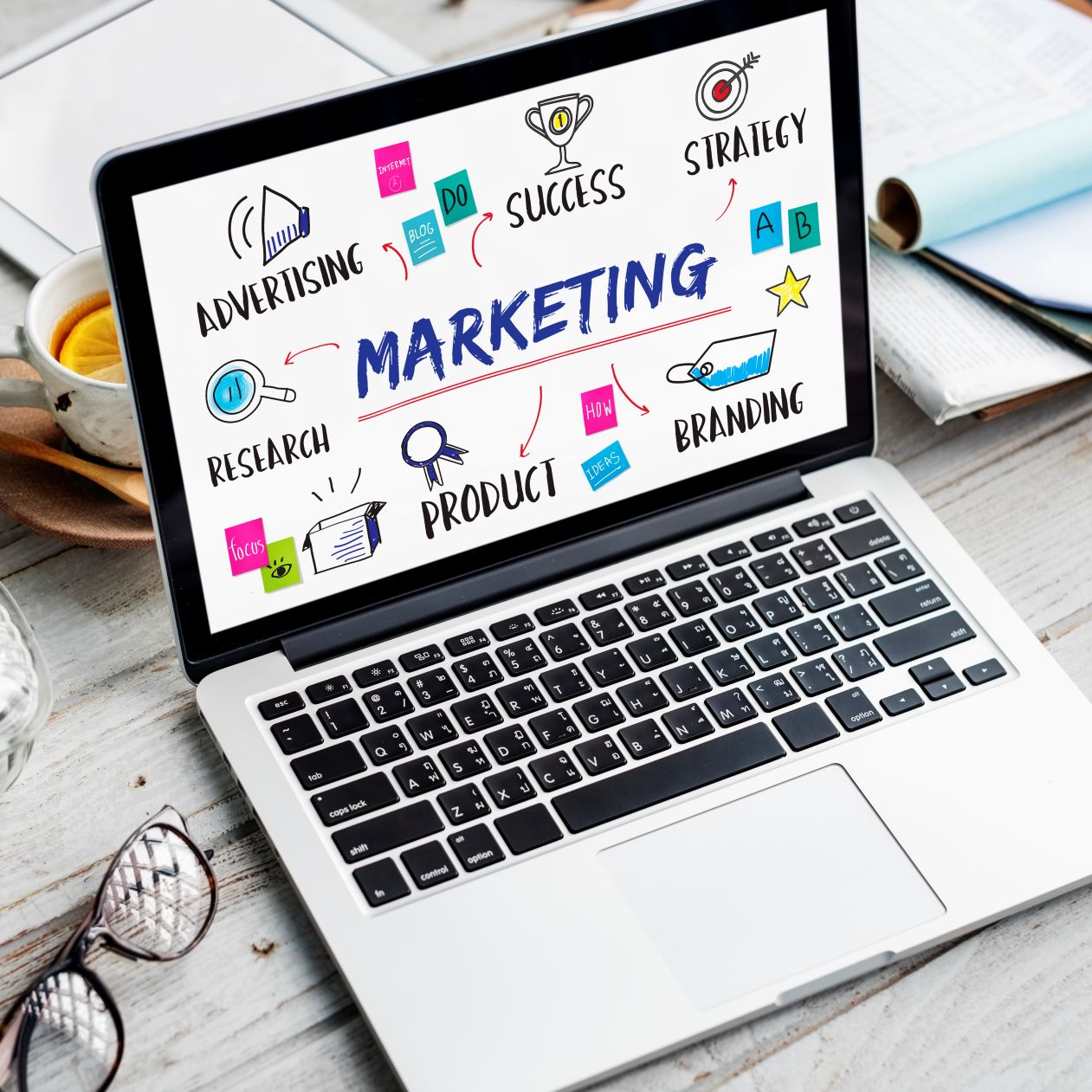 Digital marketing as relationship building concept illustration